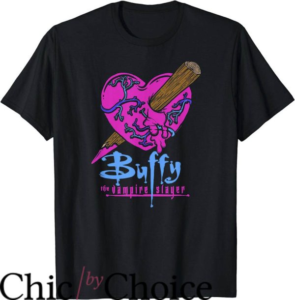 Buffy The Vampire Slayer T-Shirt Colorful Staked Heart