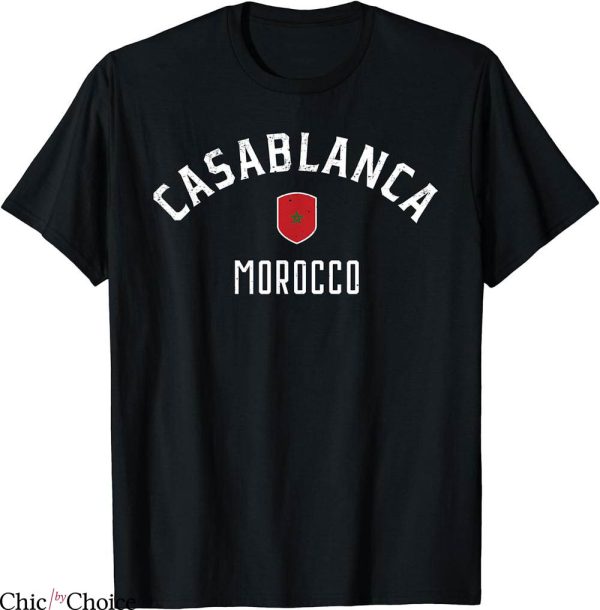 Casa Blanca T-Shirt Morocco Flag Famous City Travel Poster