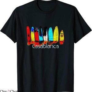 Casa Blanca T-Shirt Surf Morocco Travel Poster Vintage