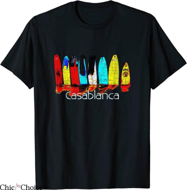 Casa Blanca T-Shirt Surf Morocco Travel Poster Vintage