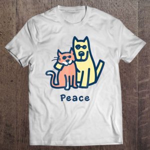 Cat Mom Dog Mom Peace Together I Love Pets Tshirt