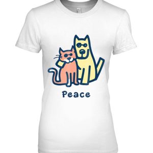 Cat Mom Dog Mom Peace Together I Love Pets Tshirt