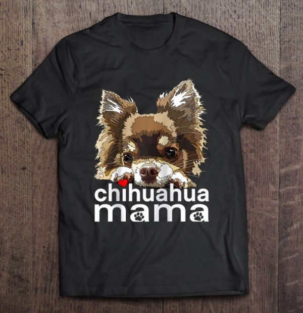 Chihuahua Mama Chihuahua Long Haired Mom Mommy Chiwawa Dog Raglan Baseball Tee