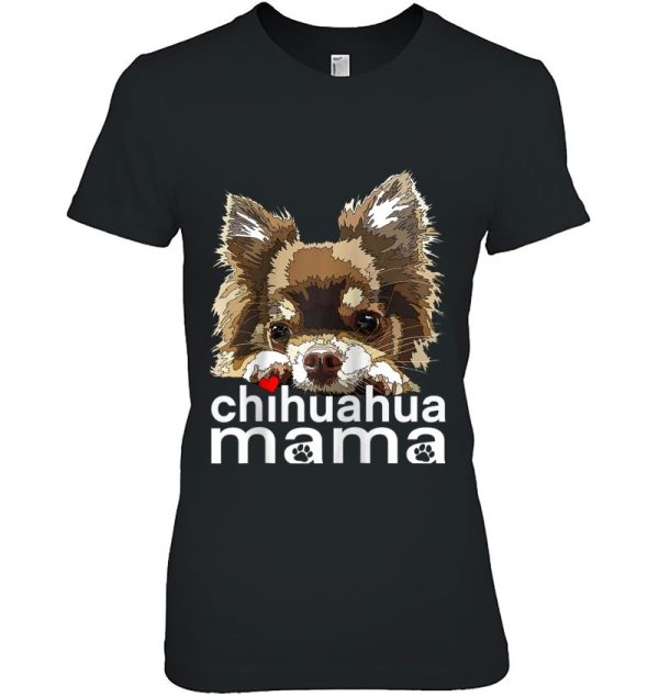 Chihuahua Mama Chihuahua Long Haired Mom Mommy Chiwawa Dog Raglan Baseball Tee