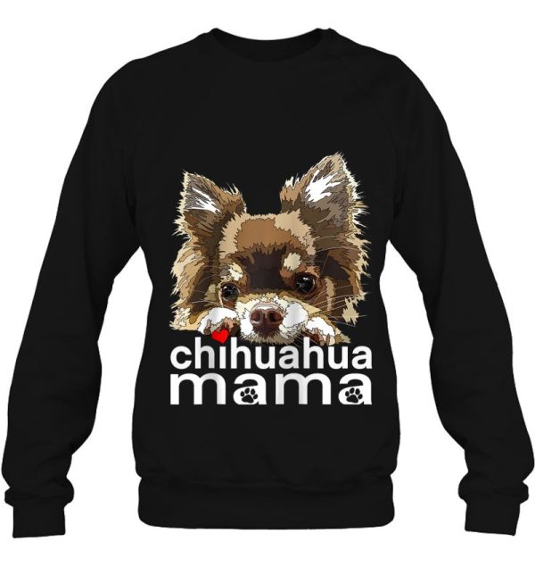 Chihuahua Mama Chihuahua Long Haired Mom Mommy Chiwawa Dog Raglan Baseball Tee