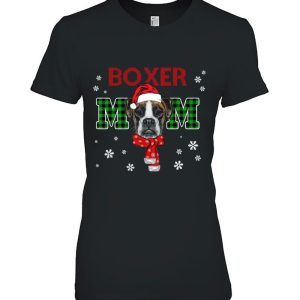 Christmas Boxer Mom Plaid Santa Hat Cute Dog Lover