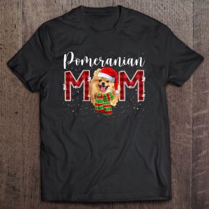 Christmas Pomeranian Mom Hat Santa Scarf Plaid Dog Mom Lover 1