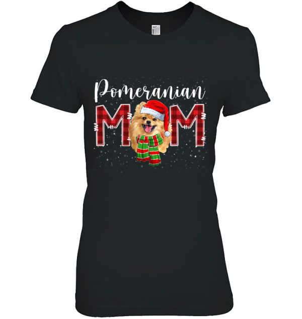 Christmas Pomeranian Mom Hat Santa Scarf Plaid Dog Mom Lover