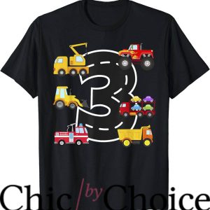 Construction Birthday T-Shirt 3 Year Old Trucks Tee Birthday