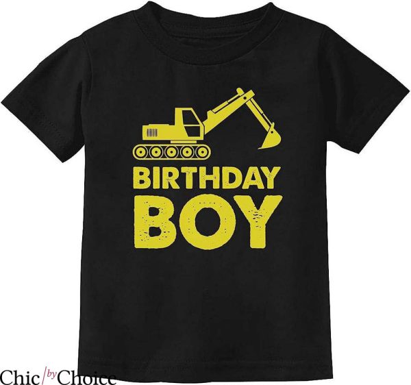 Construction Birthday T-Shirt Tractor Construction Party Tee