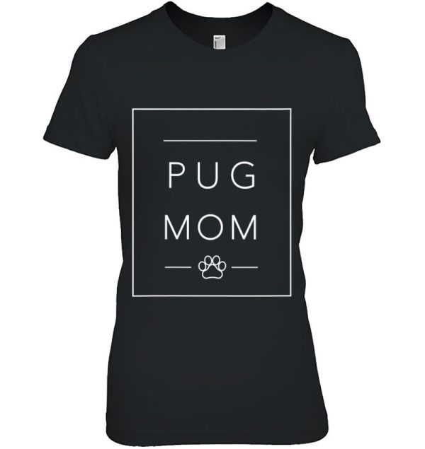 Cute Pug Lover Dog Mom Tee, Minimalist Pug Dog Mom