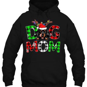 Dachshund Dog Mom Buffalo Plaid Xmas Pajama Reindeer Horn 3