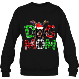 Dachshund Dog Mom Buffalo Plaid Xmas Pajama Reindeer Horn 4