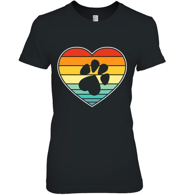 Dog Love Paw Shirt Dog Mom Dad Retro Vintage Dog Paw