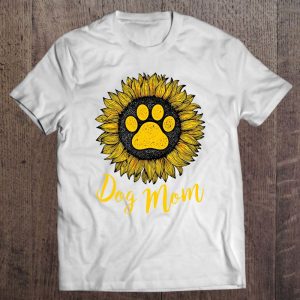 Dog Mom Dog Paw Print Sunflower Version