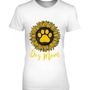 Dog Mom Dog Paw Print Sunflower Version