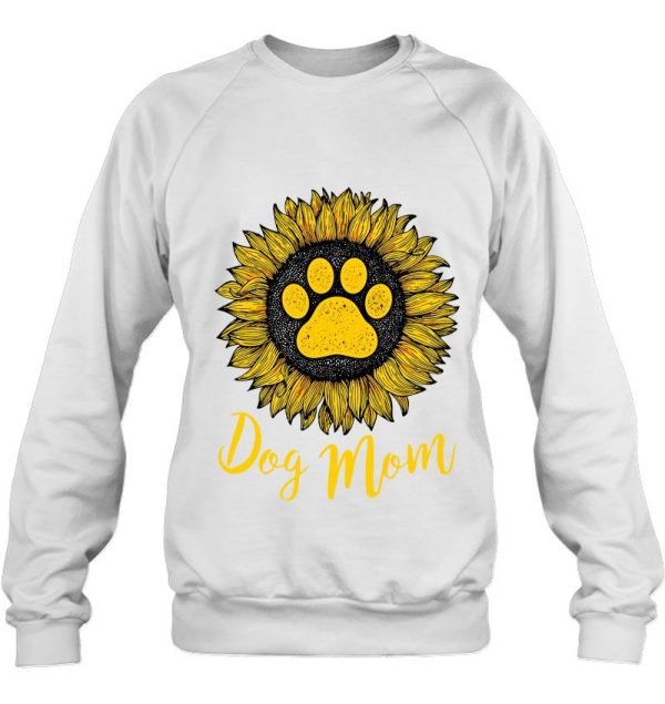 Dog Mom Dog Paw Print Sunflower Version