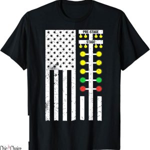 Drag Racing T-Shirt Flag American Racer Strip Tree Light