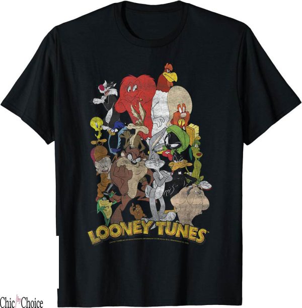 Fat Albert T-Shirt Looney Tunes Character Stack Group Shot