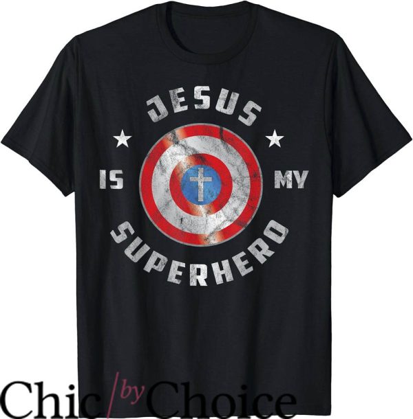Fun Christian T-Shirt Jesus Is My Superhero