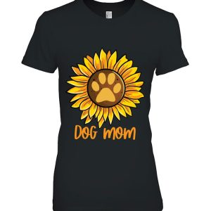 Funny Dog Mom Paw Print Sunflower Dog Lover