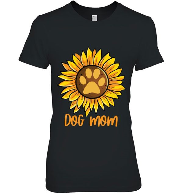 Funny Dog Mom Paw Print Sunflower Dog Lover