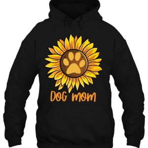 Funny Dog Mom Paw Print Sunflower Dog Lover 3