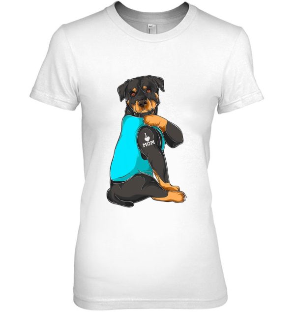 Funny Dog Mom Rottweiler I Love Mom Tattoo Gifts Womens