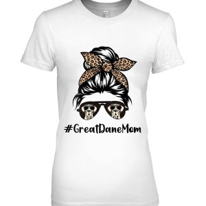 Great Dane Mom Life Messy Bun Hair Leopard Bandana