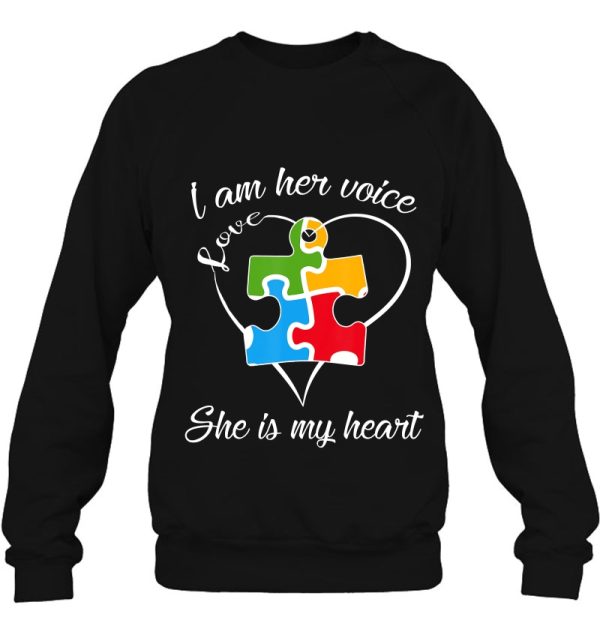 I Am Her Voice She Is My Heart Autism Mom Gift
