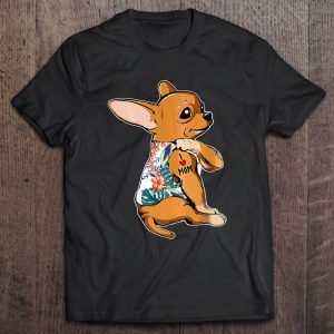 I Love Mom Tattoo Chihuahua Dog Shirt Flowers Mothers Day 1