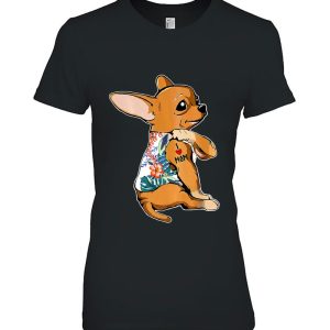I Love Mom Tattoo Chihuahua Dog Shirt Flowers Mothers Day 2
