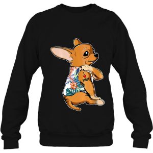 I Love Mom Tattoo Chihuahua Dog Shirt Flowers Mothers Day 4
