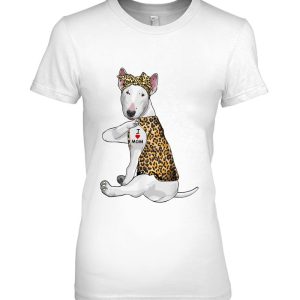 I Love Mom Tattoo Funny Bull Terrier Dog With Bandana