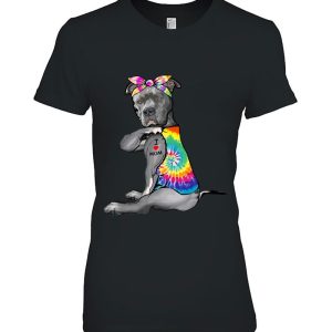 I Love Mom Tattoo Pitbull Tie Dye Bandana Dog Lover Dog Mom