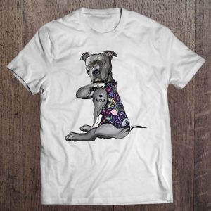 I Love Mom Tattooed American Pit Bull Terrier Dog Mom Dog Lover Heart Floral