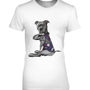 I Love Mom Tattooed American Pit Bull Terrier Dog Mom Dog Lover Heart Floral