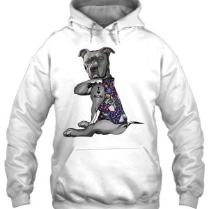 I Love Mom Tattooed American Pit Bull Terrier Dog Mom Dog Lover Heart Floral 3