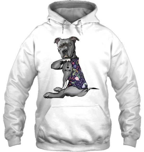 I Love Mom Tattooed American Pit Bull Terrier Dog Mom Dog Lover Heart Floral