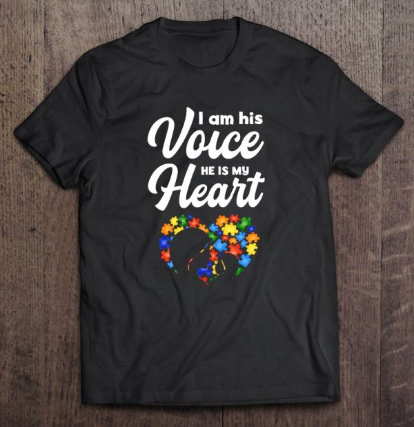 I’m His Voice He Is My Heart Autism Mom Son Puzzle Piece Autism Awareness