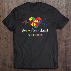 Live Love Accept Autism Awareness Heartbeat Autism Mom 1