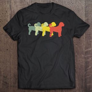 Mens Funny Retro Doodle Dad & Mom Goldendoodle