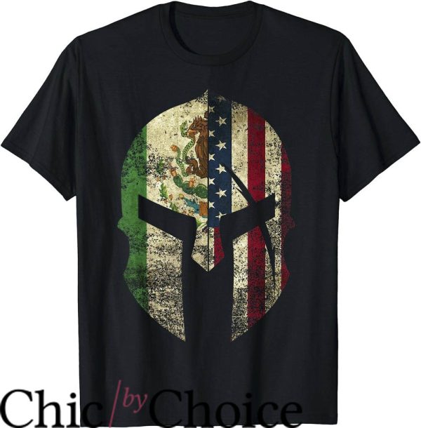 Mexican American T-Shirt Spartan Helmet Chicano Pride