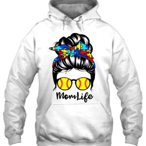 Mom Life Messy Bun Hair Autism Softball Funny Autism 2 Mom Life Messy Bun Hair Autism Softball Funny Autism 3