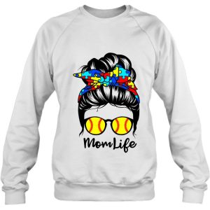 Mom Life Messy Bun Hair Autism Softball Funny Autism 3 Mom Life Messy Bun Hair Autism Softball Funny Autism 4