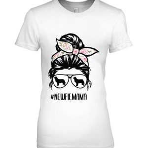 Newfie Mom Dog Messy Bun Hair Glasses, Newfoundland Dog Mom