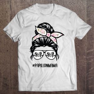 Papillon Dog Mom Messy Bun Hair Glasses Papillon Mom