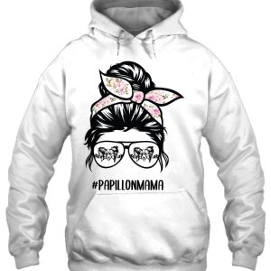 Papillon Dog Mom Messy Bun Hair Glasses Papillon Mom 3