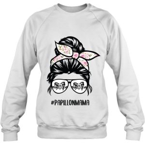 Papillon Dog Mom Messy Bun Hair Glasses Papillon Mom 4