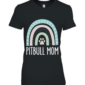 Pitbull Mom Shirt Rainbow Paw Dog Mom